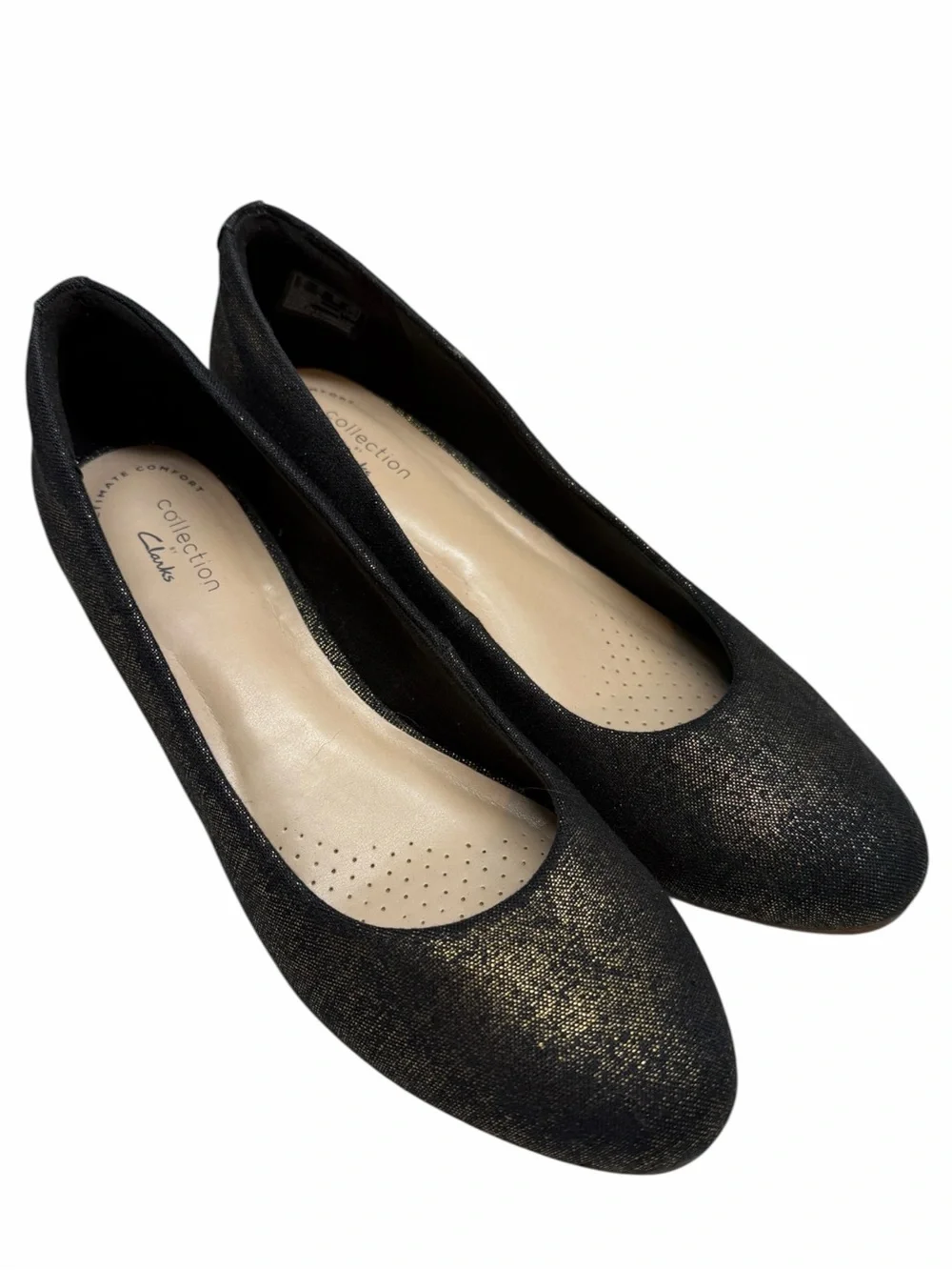 Clarks Collection Mallory Luna Metallic Sparkle Canvas Wedges Espadrille Shoes